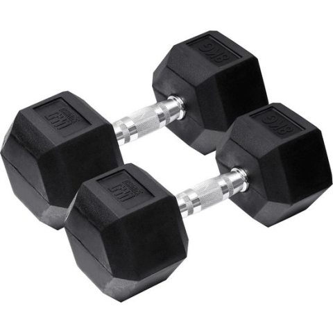 Orange Gym, Hex Dumbbell – 8KG – Set van 2 - hexagon dumbbells - neoprene dumbbell -