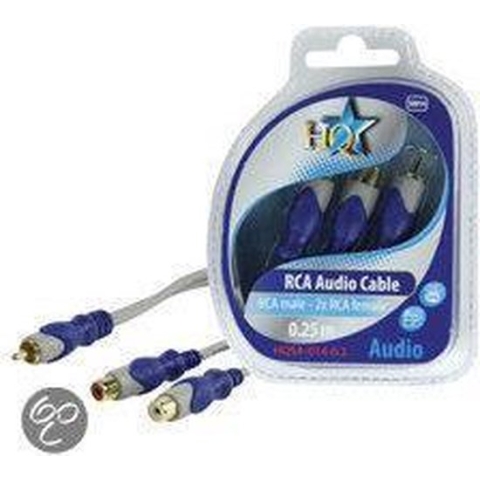 HQ Standaard Rca Male - 2x Rca Female Kabel 0,20 M