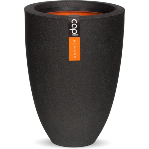 Capi Europe - Vaas elegant laag Smooth NL - 36x48 - Zwart - Opening Ø27 - Bloempot voor binnen en buiten - Levenslang garantie - Breukbestendig - 100% Recyclebaar - CO2 Neutraal geproduceerd - KBL782