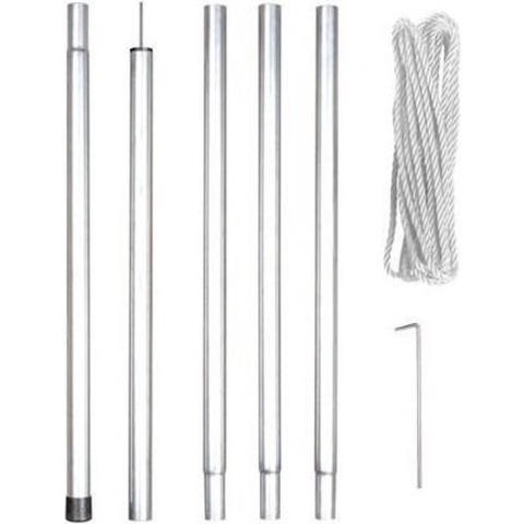 Perel Montagekit met mast, touw en haringen, metaal, diameter 25 mm, hoogte 250 cm