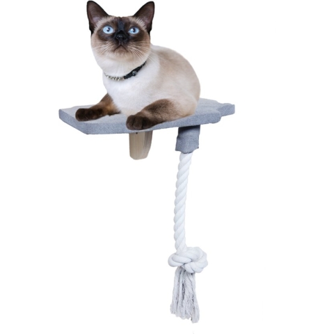 AFP Skywalk - Katten muur meubel - Kattenplatform met speeltouw - L 30 x B 26x H 50 cm - Grijs