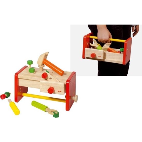 Goki Houten Werkbankje en Gereedschapskist 2in1