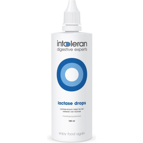 Intoleran Lactase Spijsverteringsenzymen Drops - 100ml | Vloeibaar Lactase enzym voor afbreken Lactose bij een Lactose-Intolerantie | Zuivel Lactosevrij maken | Lactosevrij Koken & bakken | Vegan