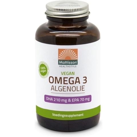 Mattisson - Vegan Algenolie Omega 3 - DHA 210mg & EPA 70mg - Vegan Voedingssupplement - 120 Capsules