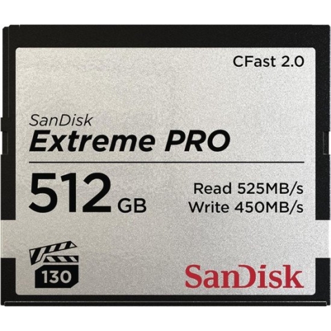 SanDisk "Extreme Pro", Cfast, VPG130, 512GB, 525 Mb/s