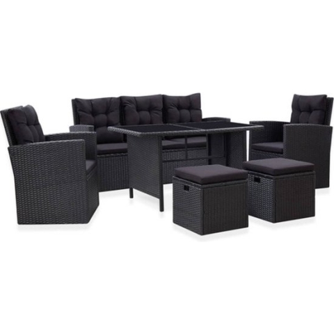 vidaXL-6-delige-Loungeset-met-kussens-poly-rattan-zwart