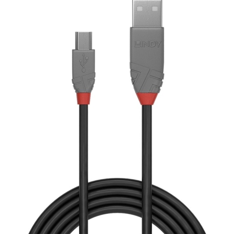 Kabel USB 2.0a naar Mini USB B LINDY 36722 Zwart 1 m