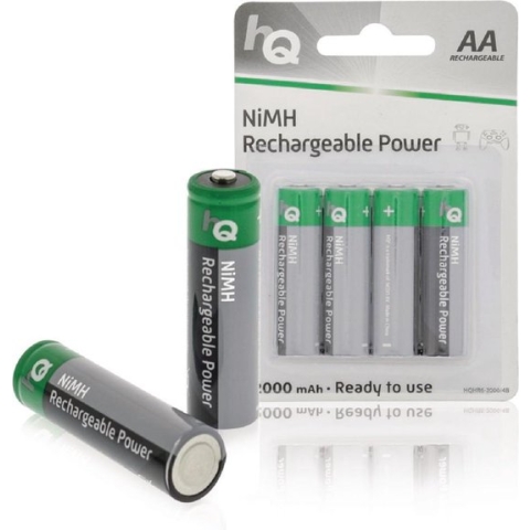 HQ, Oplaadbare NiMH AA Batterij 2000 mAh, blister 4 stuks