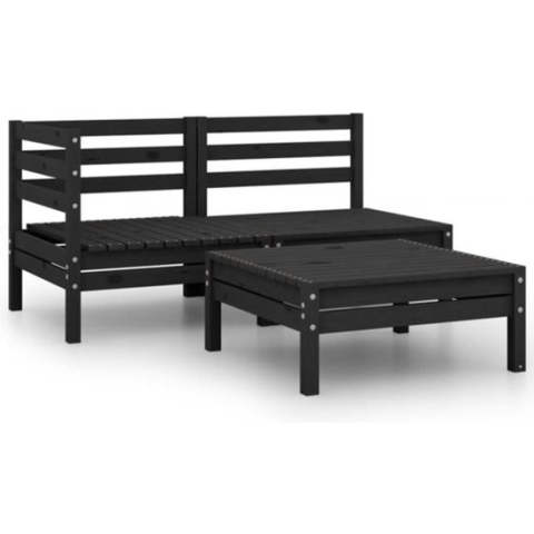 vidaXL-3-delige-Loungeset-massief-grenenhout-zwart