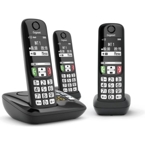 Gigaset A735A Trio - draadloze telefoon met antwoordapparaat - duidelijk scherm met goed contrast - echte allrounder voor thuis en kantoor -Zwart