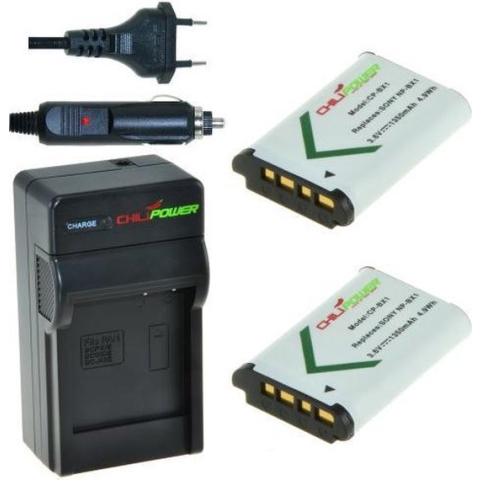 2 x NP-BX1 accu's voor Sony - inclusief oplader en autolader - Origineel ChiliPower