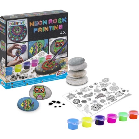 Grafix Neon Rock Painting | Happy stones | Stenen schilderen kinderen | Mandala schilderen | Happy stones pakket