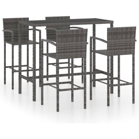 vidaXL-5-delige-Tuinbarset-poly-rattan-grijs