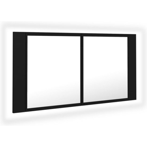 vidaXL-Badkamerkast-met-spiegel-en-LED-90x12x45-cm-acryl-zwart