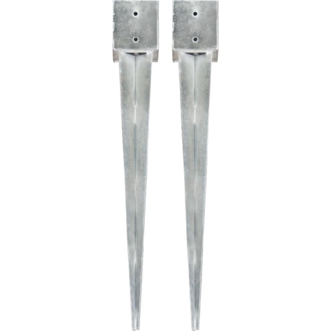 vidaXL-Grondpinnen-2-st-12x12x89-cm-gegalvaniseerd-staal-zilverkleurig