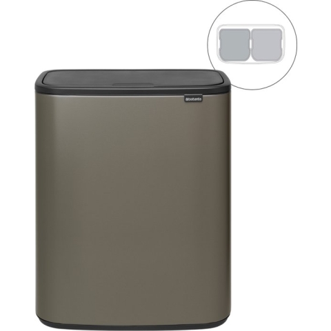 Brabantia Bo Touch Bin Prullenbak - 2 x 30 liter - Afvalscheiding - Platinum