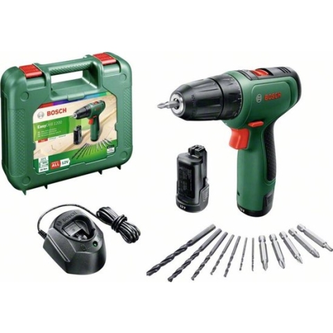 Bosch EasyDrill 1200 Accuschroefboormachine - Met dubbele schroefbit en koffer - Met 2x 12 V accu en lader