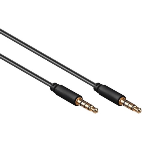 3,5mm Jack 4-polig audio slim kabel AWG28 / zwart - 1,5 meter