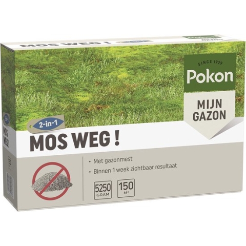 Pokon Mos Weg! - 5,25kg - Onkruidverdelger - Geschikt voor 150m² - Mosbestrijder - Anti mos gazon