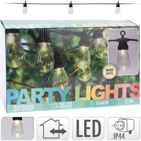 PartyLight LED feestverlichtig - 20 lampjes - 12,5 m lang - Wit licht