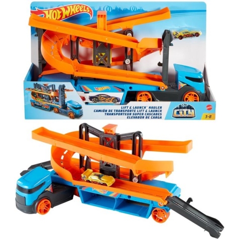 Hot Wheels Lift & Launch Hauler Speelset - Opbergruimte voor 20 Speelgoedauto's