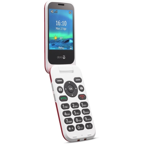 Doro 6820 - 4G Eenvoudige Klaptelefoon voor senioren (Rood-Wit)