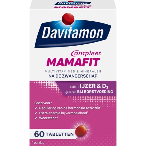 Davitamon Mamafit - multivitamine voor na de zwangerschap - helpt je om aan te sterken na de bevalling - met ijzer en vitamine D3 - 60 tabletten