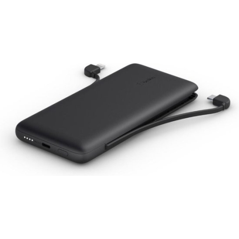 Belkin BOOST↑CHARGE™ Plus - 2-poorts 10.000 mAh USB-C-powerbank met geïntegreerde kabels - Zwart