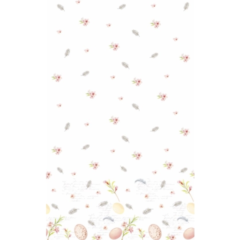 Pasen tafelkleed/tafellaken paaseieren wit/roze 138 x 220 cm - Pasen thema papieren tafeldecoraties