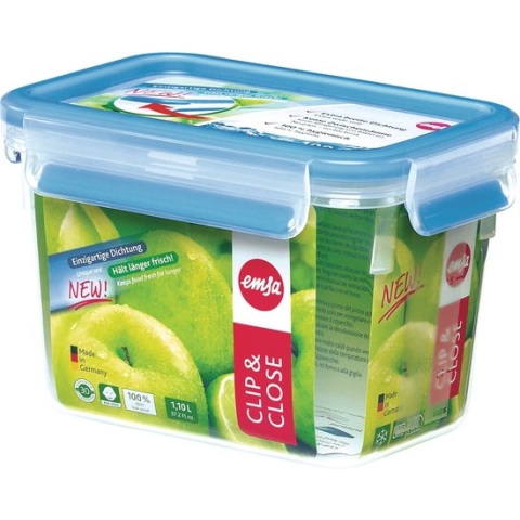 emsa CLIP & CLOSE fresh-keeping tin, 1.10 liter, transparant
