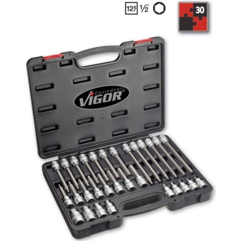 Vigor V1919 Dopsleutel-bitinzetset 1/2 (12.5 mm) 30-delig