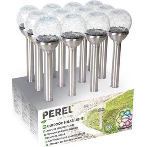 Perel Tuinlamp Solar 34 X 8 Cm Rvs Zilver/wit