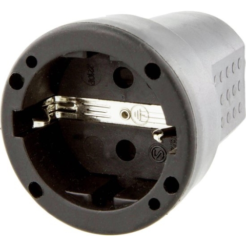 Scanpart losse contrastekker geaard - Voor snoer - 250 V - Recht -Rubber - Spatwaterdicht - Zwart - 10A 16A