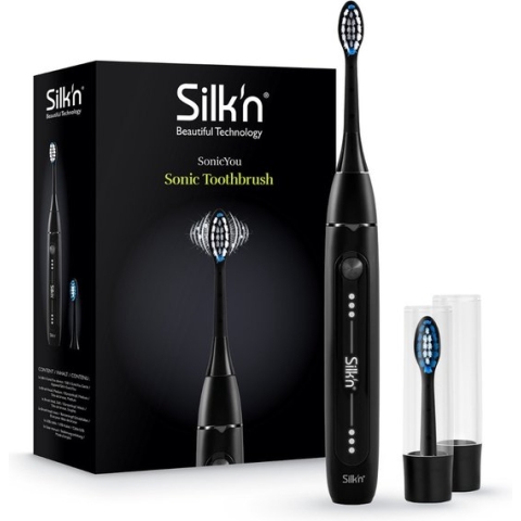 Silk'n SonicYou Elektrische tandenborstel Geschenkset - met 2 opzetborstels en 2 beschermkapjes - Mat zwart