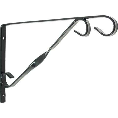 Muurhaak / plantenhaak zwart voor plantenpotten - geplastificeerd verzinkt staal - 18.5 x 30 cm - hanging basket haak