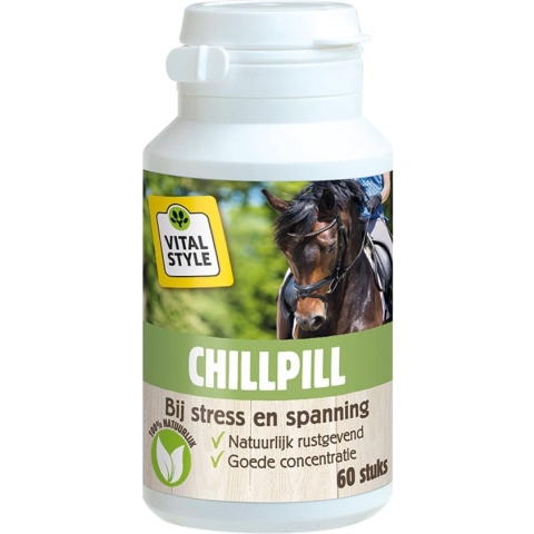 VITALstyle Chillpill - Paarden Supplement - Bij Stress En Spanning - Met o.a. Agaricus Blazei & Calcium - 60 stuks