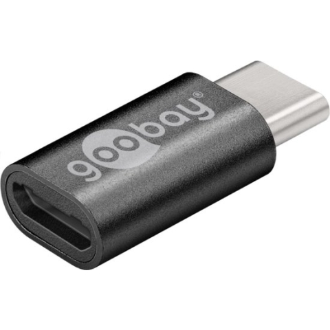 USB Micro-B (v) naar USB-C (m) Adapter - USB 2.0 - Zwart