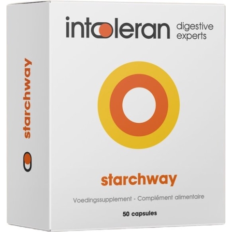 Intoleran Starchway Spijsverteringsenzymen - 50 capsules | Voedingssupplement met Enzymen Invertase & Gluco-Amylase | Zetmeel & Sucrose | Directe werking | Puur en Vegan | Low FODMAP