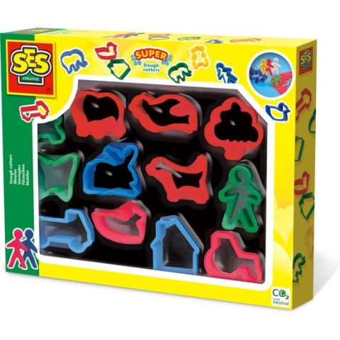 SES - Klei vormpjes - 12 stuks - verschillende vormen en kleuren - makkelijk schoon te maken