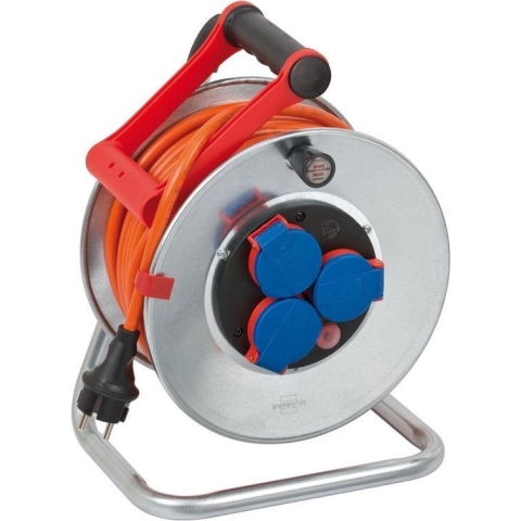 Brennenstuhl Garant S IP44 kabelhaspel (25m kabel in oranje, plaatstaal, buitengebruik, Made in Germany)