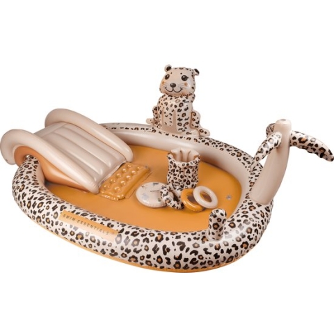 Swim Essentials Speelzwembad met Glijbaan - Kinderzwembad - Beige Panterprint - 203 x 173 x 89 cm