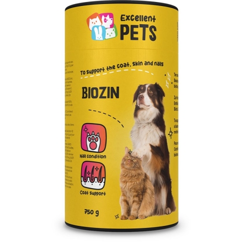 Excellent Biozin – Dierenvoedingssupplement – Huid, vacht en nagels – Honden en katten – 750g