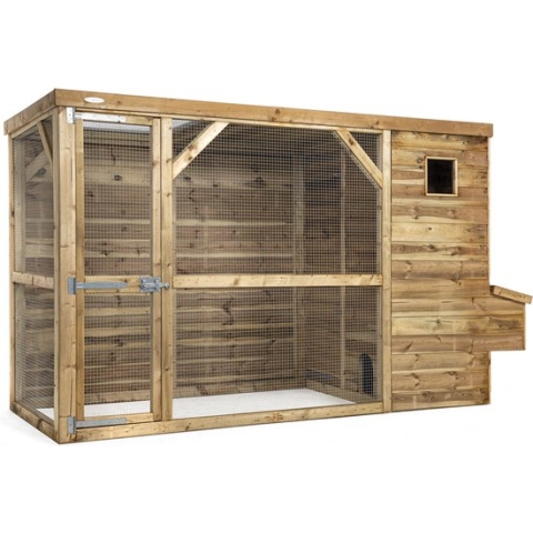 Kippenhok Toon - Kippenren - Kippenhok met ren - Kippenren voor buiten - Kippenhok voor buiten - Nachthok rechts - hout in stijl