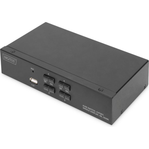 Digitus DS-12880 KVM-switch 4 + 1 poorten HDMI Afstandsbediening, Toetsenbord 3840 x 2160 Pixel