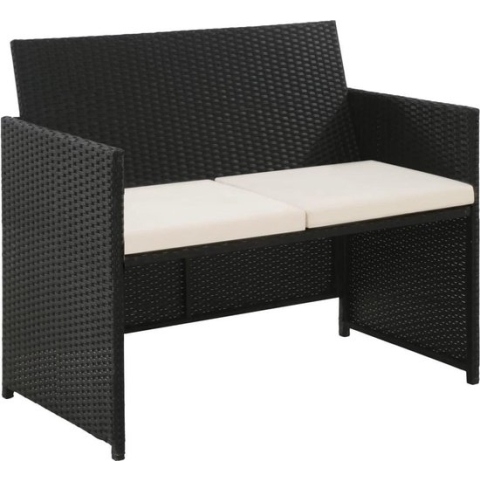 vidaXL-Tuinbank-2-zits-met-kussens-poly-rattan-zwart