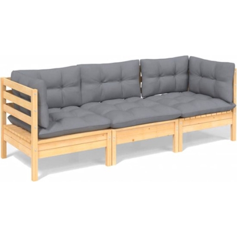 vidaXL-Tuinbank-3-zits-met-grijze-kussens-massief-grenenhout