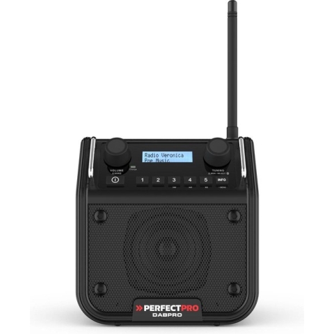 PerfectPro DABPRO Bouwplaats Radio - DAB+ - FM - Bluetooth - Oplaadbaar - Zwart - DPR2