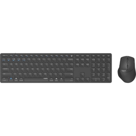 Rapoo Blade 9800M Toetsenbord + Muis-set - Draadloos - Numpad - QWERTY - Ultradun design - Multi-mode - Bluetooth 3.0/4.0, 2,4 GHz - Zwart