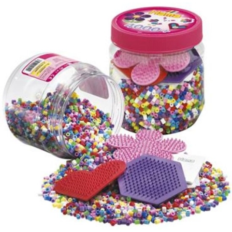 Hama Strijkkralen in een Ton met 3 Grondplaten - Roze