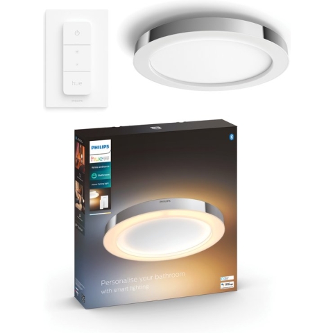 Philips Hue Adore badkamerplafondlamp - warm tot koelwit licht - chroom - 1 dimmer switch